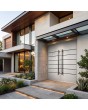 White aluminum hinged double front door with stripes