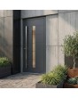 Hoogwaardige, moderne aluminium voordeur in antraciet met glas