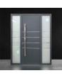 Antracietkleurige, sterke aluminium voordeur met strepen