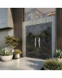 Zwarte aluminium dubbele deur bekleed met Calacatta Black gesinterd kwarts