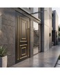 Zwarte aluminium voordeur in traditionele stijl