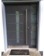 Antraciet aluminium ingangsdeur met glazen paneel rechts