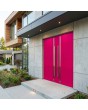 roze aluminium dubbele voordeur met drie strepen