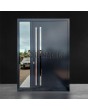 Antracietkleurige aluminium voordeur met glazen paneel in prachtig modern design