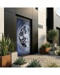 Donkerantracietkleurige aluminium voordeur met gesmolten glas