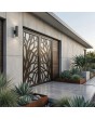 Bruine aluminium deur met dubbel glas en decoratief paneel