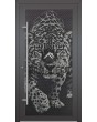 LIM G5 - Glazen aluminium ingangsdeur met tijgermotief in decoratief paneel