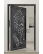 PIVOT G5 - Glazen aluminium draaideur met tijgermotief in decoratief paneel