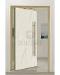 PIVOT Cristallo - aluminium taatsdeur bekleed met Cristallo gesinterd kwarts