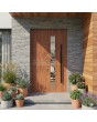 Gouden eikenhouten massief aluminium voordeur