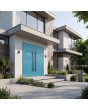 Blauwe, massief aluminium dubbele voordeur