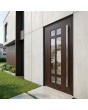 Moderne aluminium buitendeur in walnoot