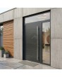 Anthracietkleurige aluminium draaideur met glazen paneel rechtsboven