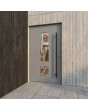 Exclusieve, moderne aluminium deur in grijs met een uniek ontwerp