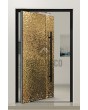 PIVOT B2 - aluminium draaideur bekleed met goudkleurig roestvrij staalplaat