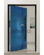 PIVOT B3 - aluminium draaideur bekleed met blauw roestvrij staalplaat