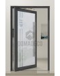 PIVOT Glass S23 - aluminium matte draaideur met transparant huisadres