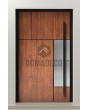 PIVOT V35 - aluminium voordeur met houtstructuur en roestvrijstalen decor