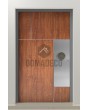 PIVOT V35 - aluminium voordeur met houtstructuur en roestvrijstalen decor