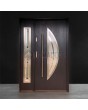Wenge entrance steel door with side panel