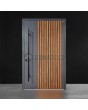 Antracietkleurige aluminium draaideur met verticale lamellen 