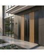 Zwarte aluminium dubbele voordeur met verticale lamellen van aluminium profielen