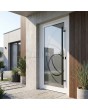 Witte aluminium matte voordeur met transparant decor