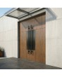 dubbele aluminium voordeur met walnoothoutlook en zwarte decoratie