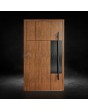 LIM V35 - aluminium voordeur met houtstructuur en inox decor