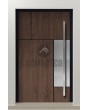 LIM V35 - aluminium voordeur met houtstructuur en inox decor