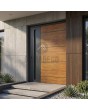Antraciet aluminium voordeur met houten decor