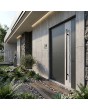 Voordeur van donker antracietkleurig aluminium met een witte steenlook