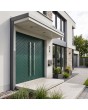 Groene aluminium dubbele deur met visgraatstrepen