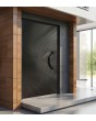 Zwarte aluminium draaideur met gefreesd patroon