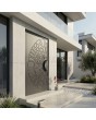 Antracietkleurige aluminium draaideur met gefreesd patroon