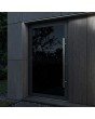 aluminium voordeur met zwart gelakt Lacobel-glas 
