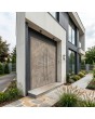 aluminium dubbele deur met Fir Platinum-afwerking in houtlook