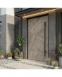 Aluminium toegangsdeur bekleed met Fir Platinum HPL houtimitatielaminaat