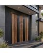 aluminium dubbele voordeur met houtlook, bekleed met Creek Larch hogedruklaminaat
