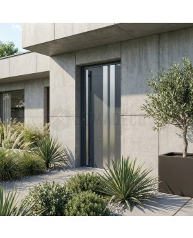 Moderne voordeur van antraciet aluminium