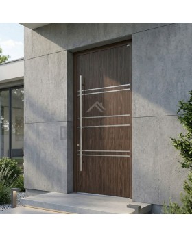wengé aluminium toegangsdeur met horizontale strepen