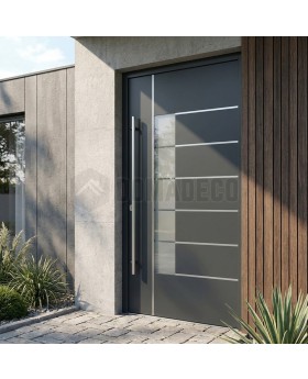 Donkere antracietkleurige luxe moderne aluminium voordeur met glas