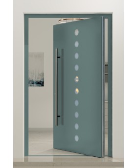 PIVOT Arlekin - grote aluminium draaideur met tien kleine glaspanelen