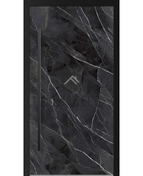 LIM Calacatta - aluminium scharnierdeur bedekt met Calacatta zwart gesinterd kwarts
