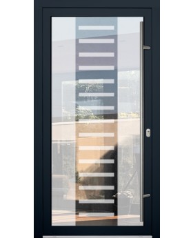 LIM Glass S6 - enkele zandkleurige aluminium deur met een transparant decor