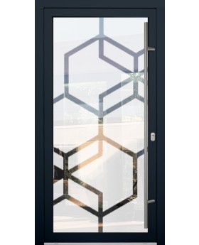 LIM Glass S13 - matte aluminium veiligheidsdeur met een transparant decor