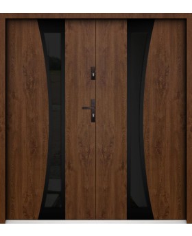 Sta Gemini Double noir - moderne stalen dubbele voordeur met zwart frame rond het glas
