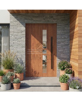 Moderne draaideur van goudkleurig eiken aluminium