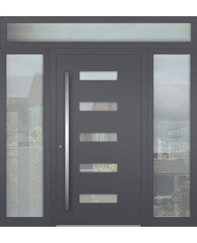 Aluminium LIM scharnierende voordeur met links, rechts en boven glaspaneel