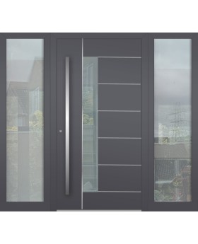 Aluminium LIM scharnierende voordeur met links en rechts zijlicht 